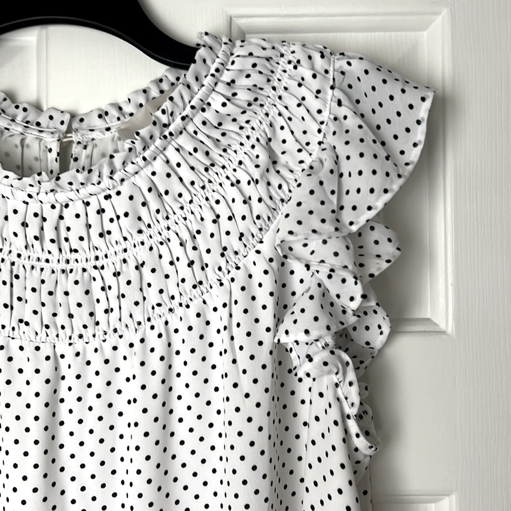 Women’s Small Loft Blouse Top.  Black and White Polka Dot. Excellent condition - Picture 7 of 11